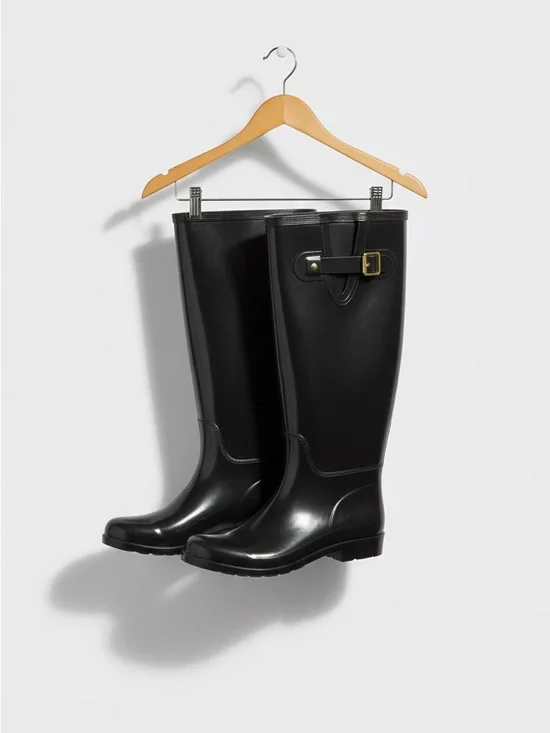 Coach Tasha Glossy Black Rain Boots Size 6 - Picture 1 of 6